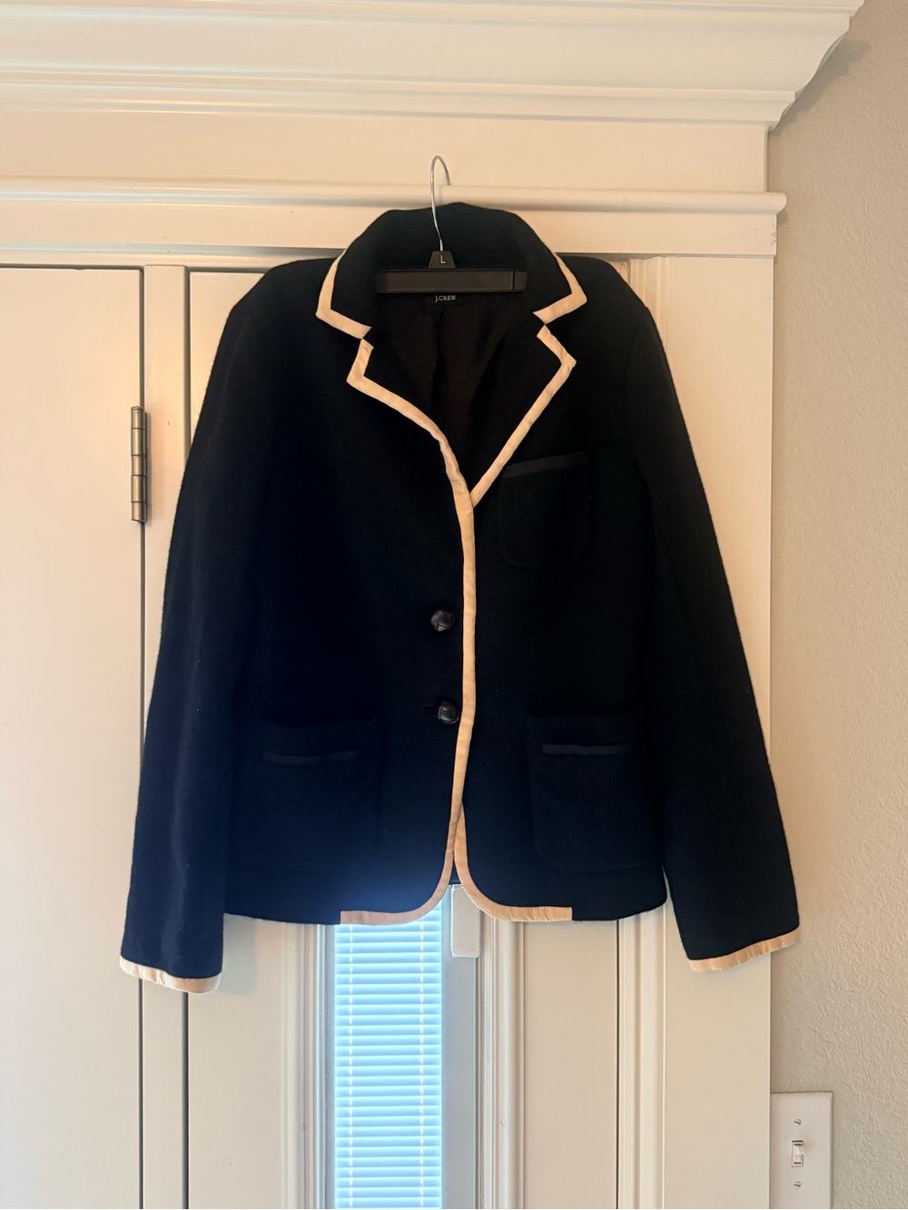 J. Crew Black Blazer with Cream Trim